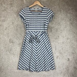 LL Bean Dress Womens Extra Small Gray Blue Stripe Cotton Blend Stretch- 4263
